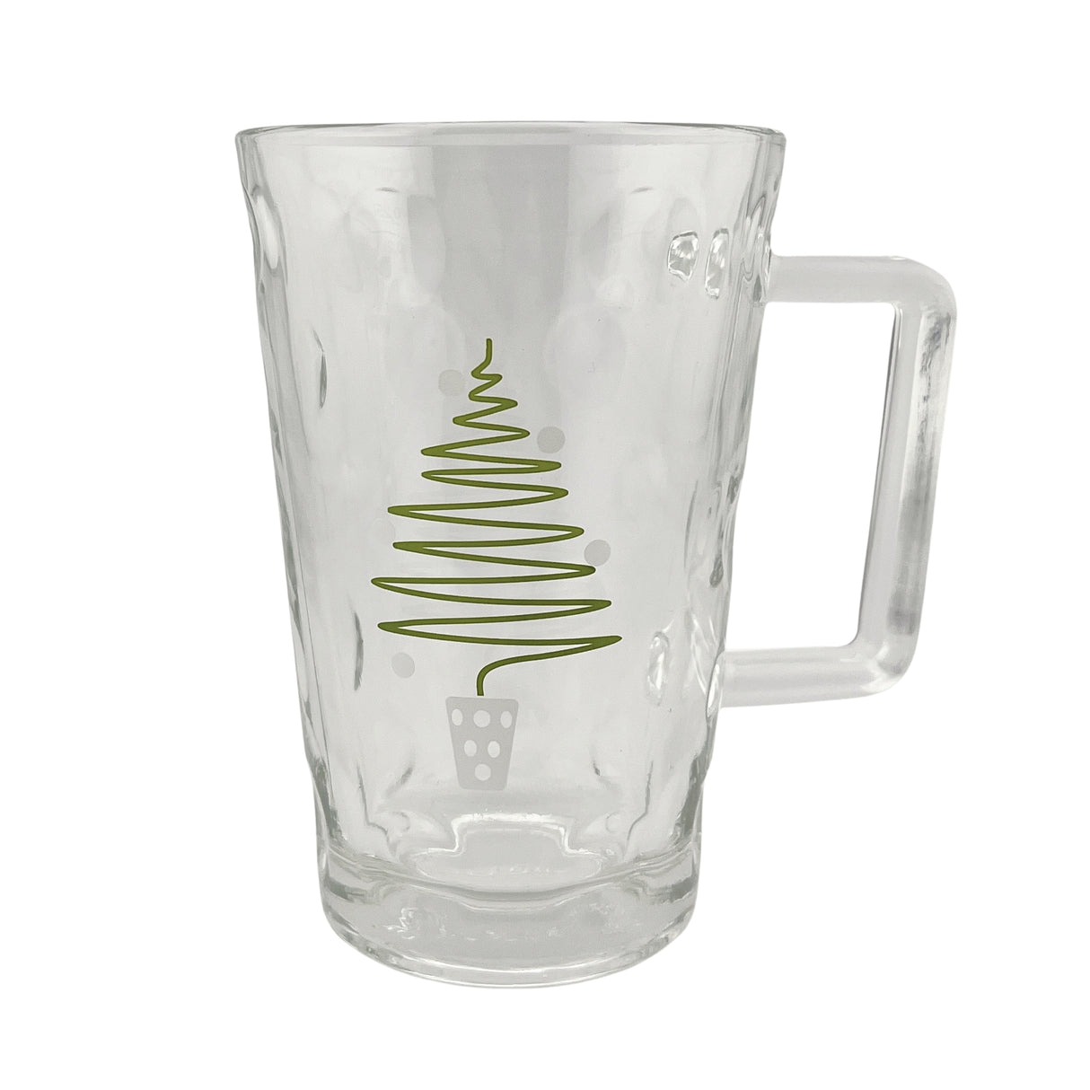 Dubbeglastässel - Weihnachten, Dubbetässel, Dubbetasse aus Glas mit Weihnachtsbaum Motiv