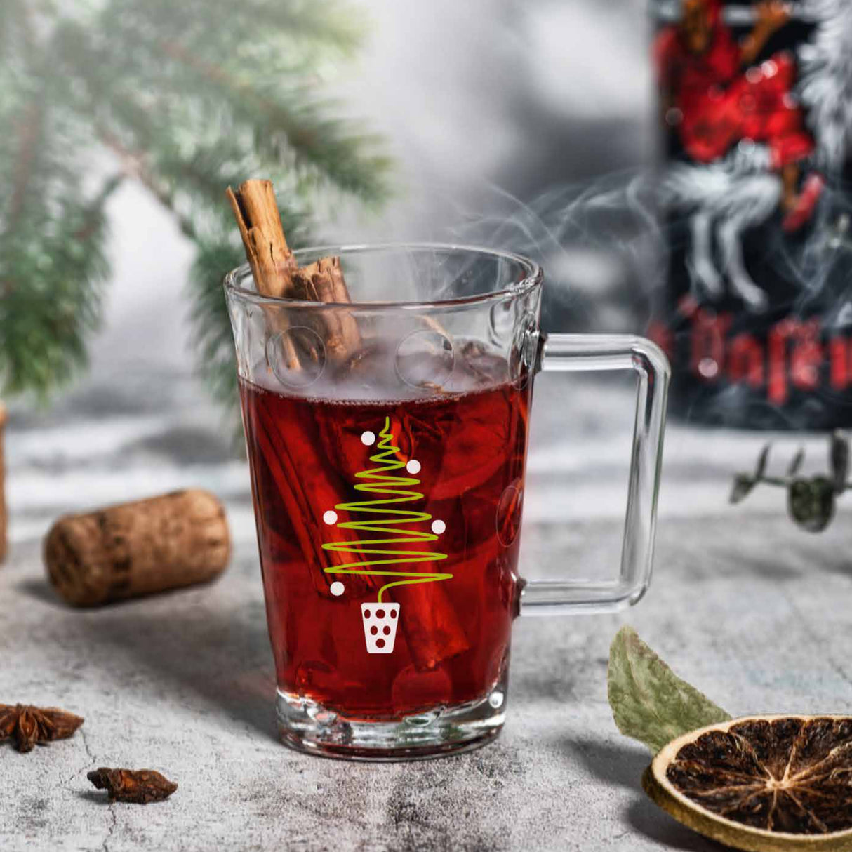 Weihnachten Dubbeglas Tässel - (Dubbetässel), Dubbetasse aus Glas mit Glühwein