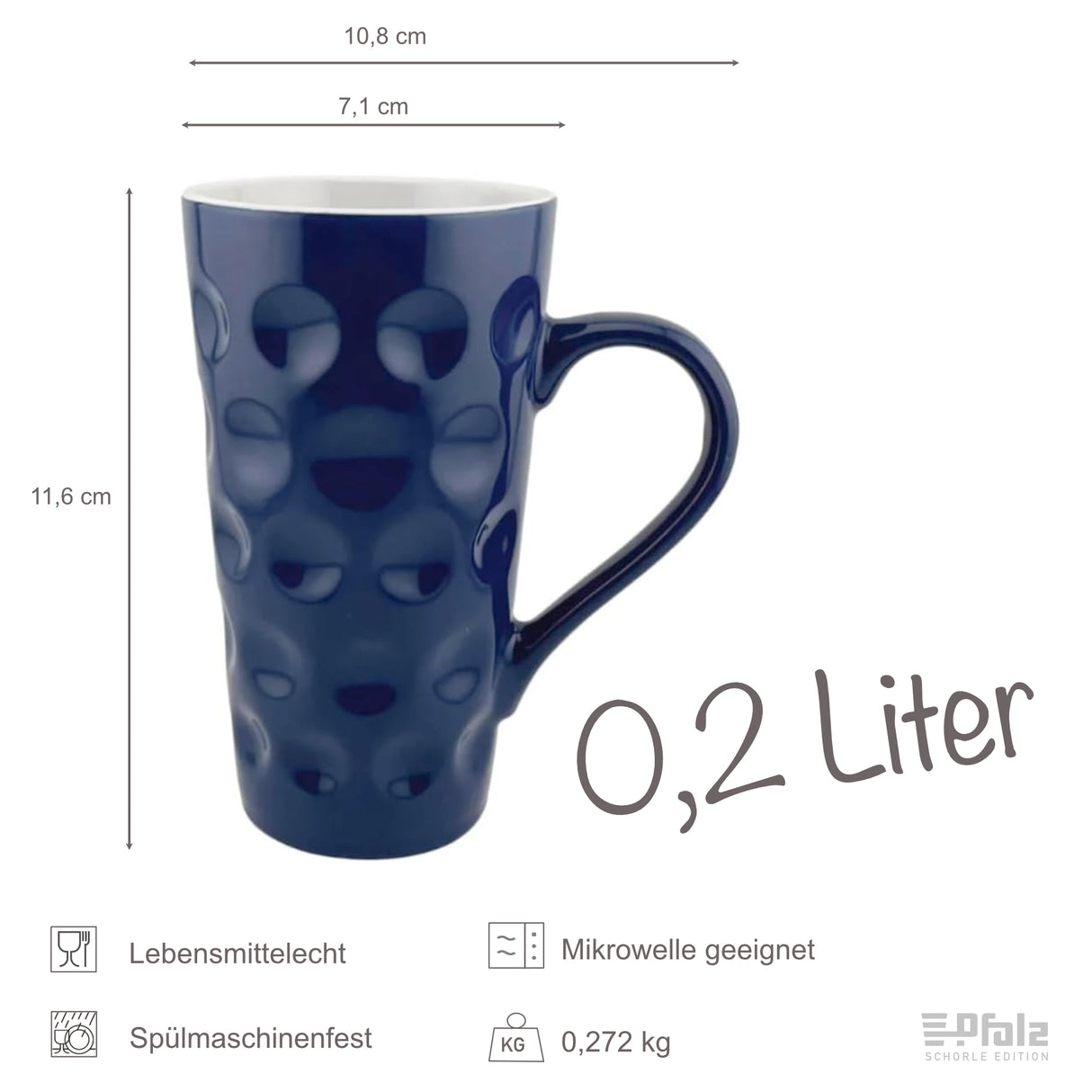 0,2 L Dubbetasse Größe - Blau