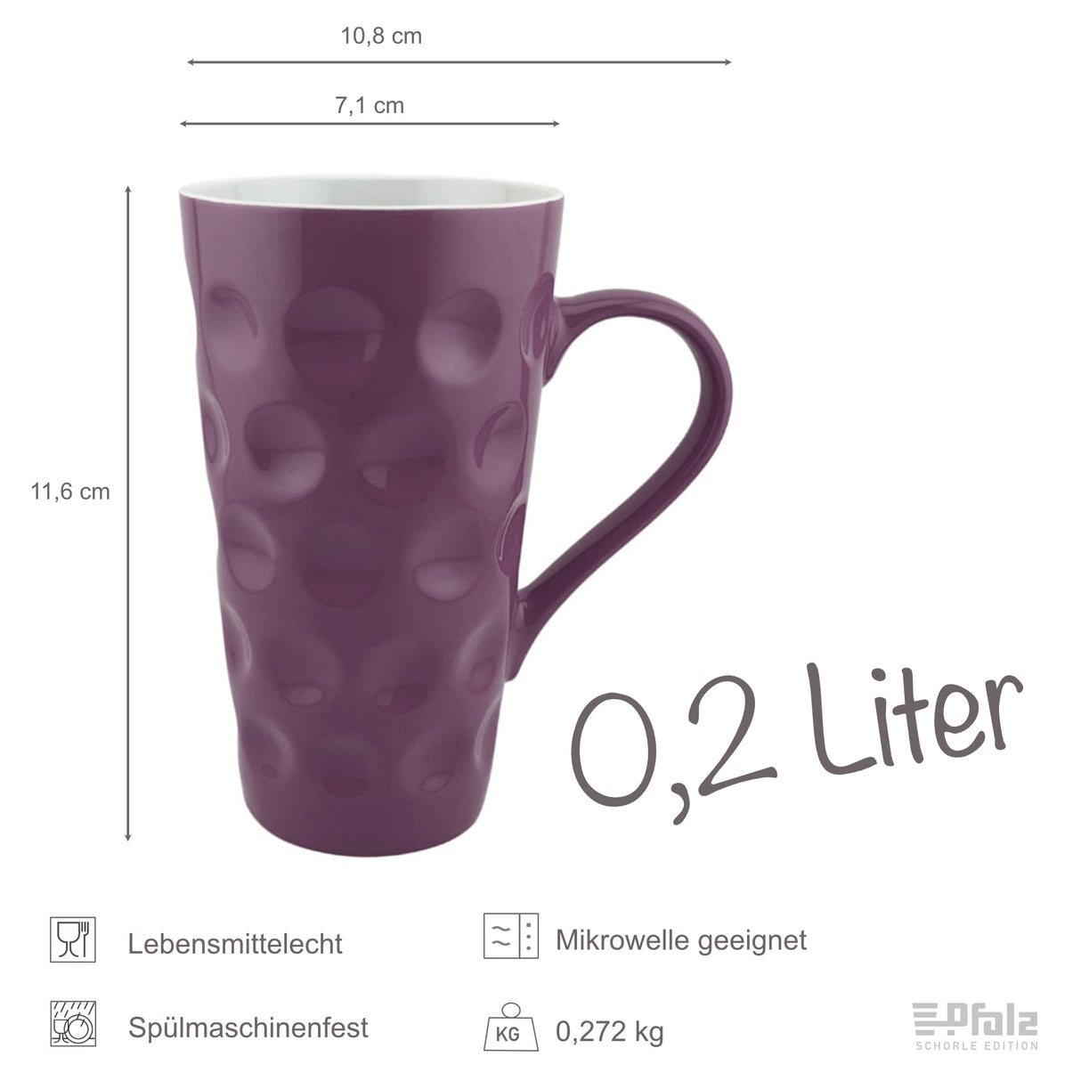 0,2 L Dubbetasse Größe - Lila