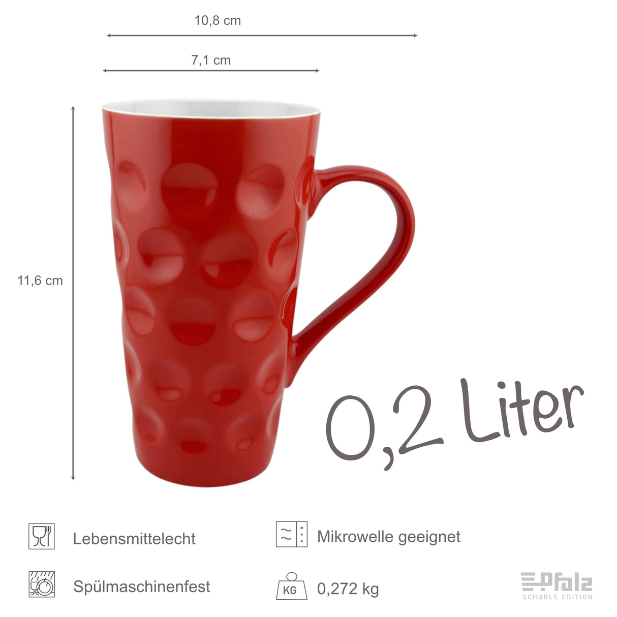0,2 L Dubbetasse Größe - Rot