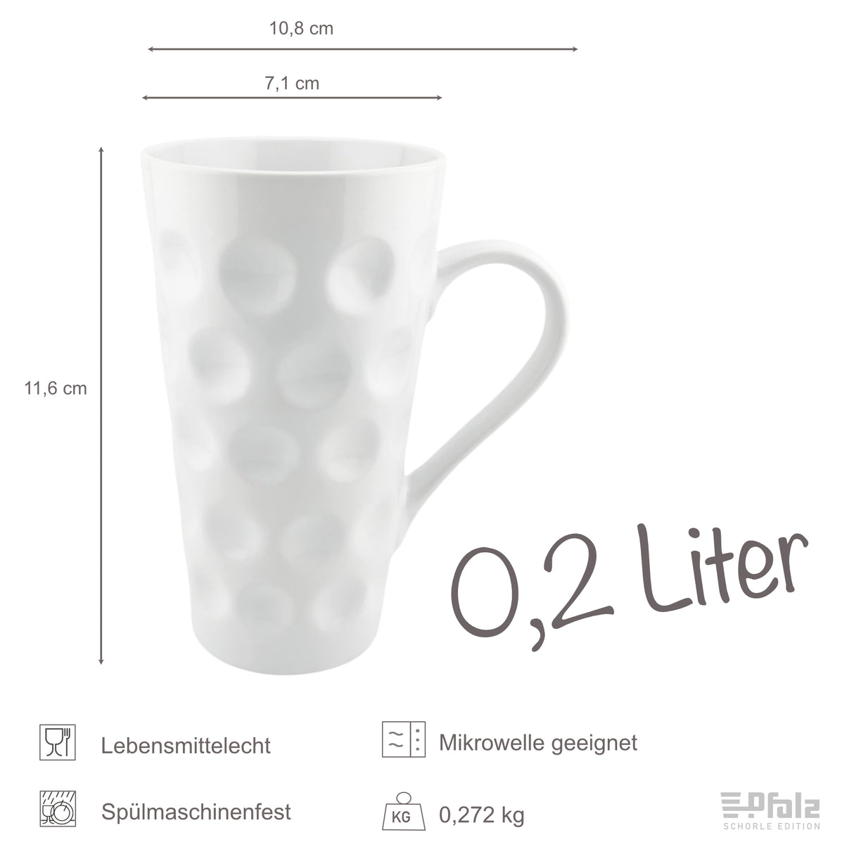0,2 L Dubbetasse Größe - Weiß