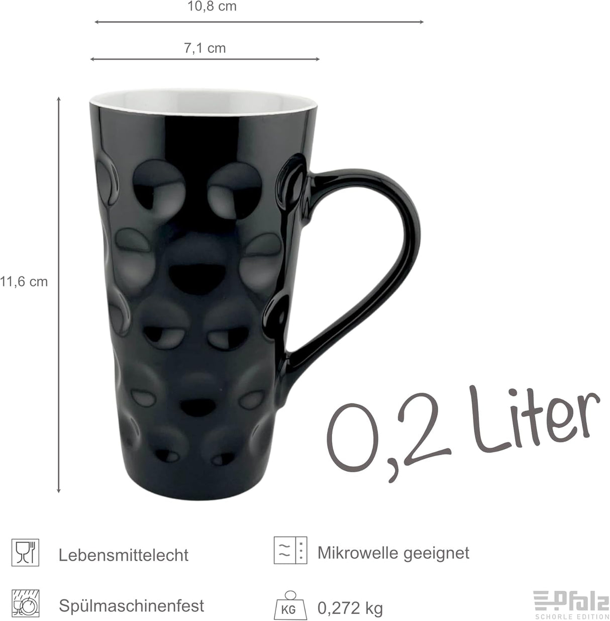 Größe: Pälzer Dubbetass 0,2 L - schwarz