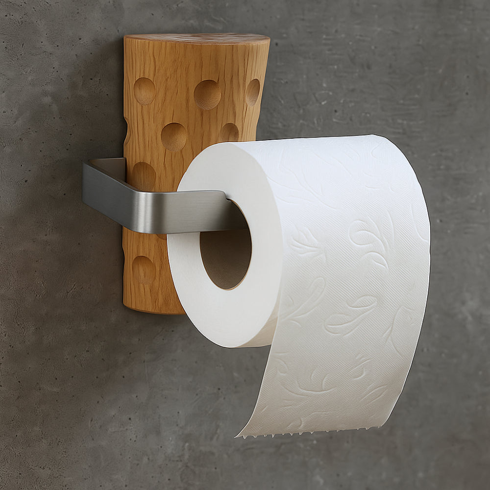 Dubbeglas Toilettenpapierhalter aus Holz, Halter aus Edelstahl