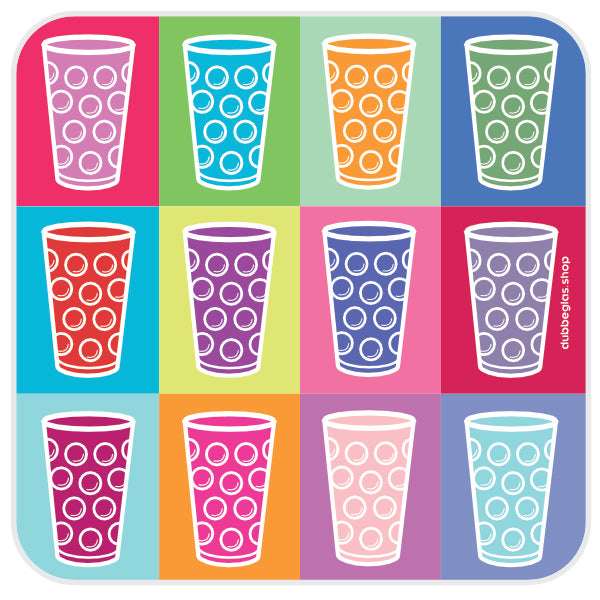 Farbige Dubbegläser Untersetzer