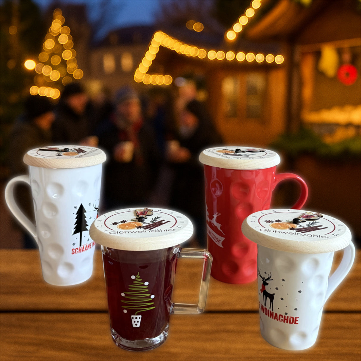 Glühweinzähler Deckel auf Dubbetassen
