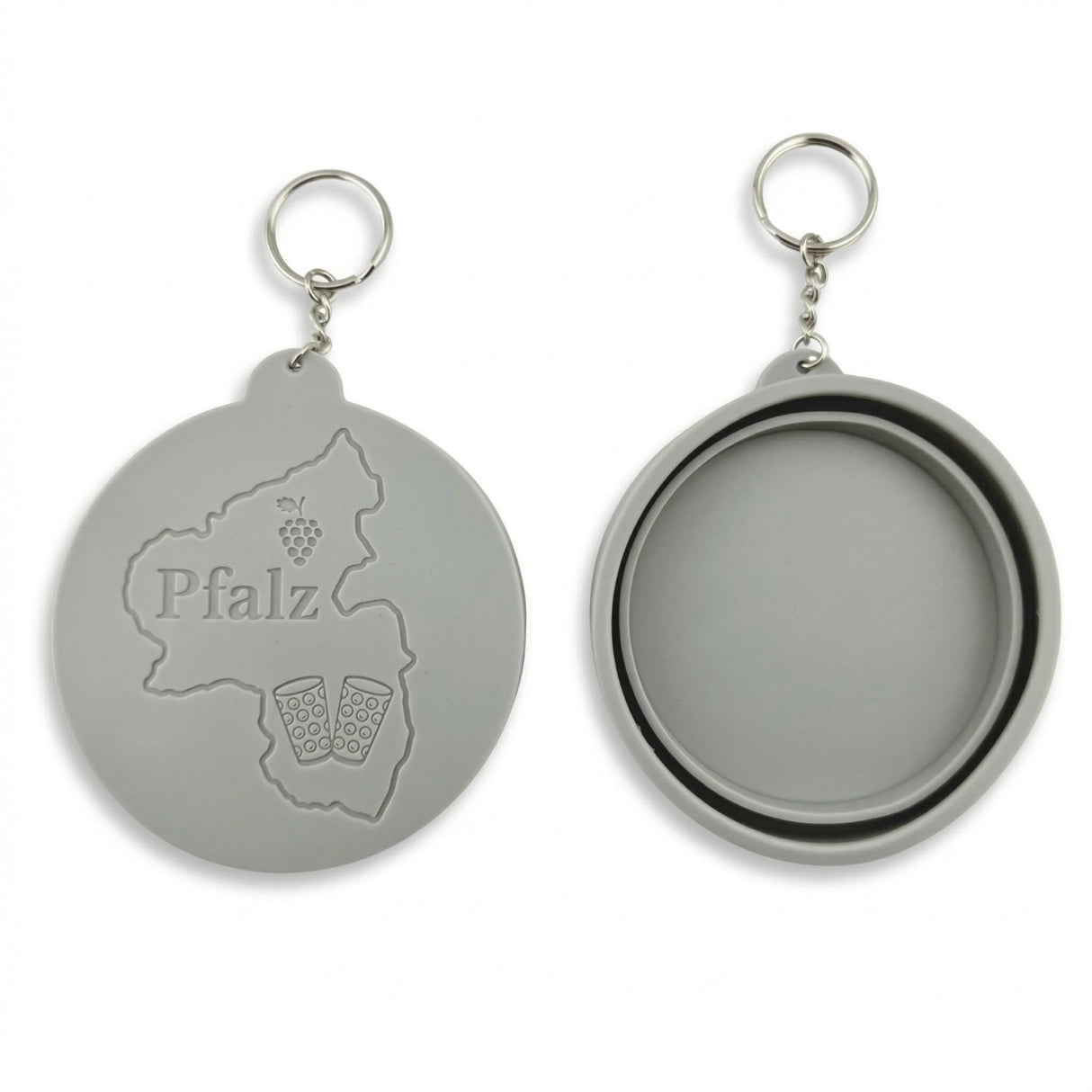 Dubbe-Deckel aus Silikon - Grau, Vorderseite und Rückseite