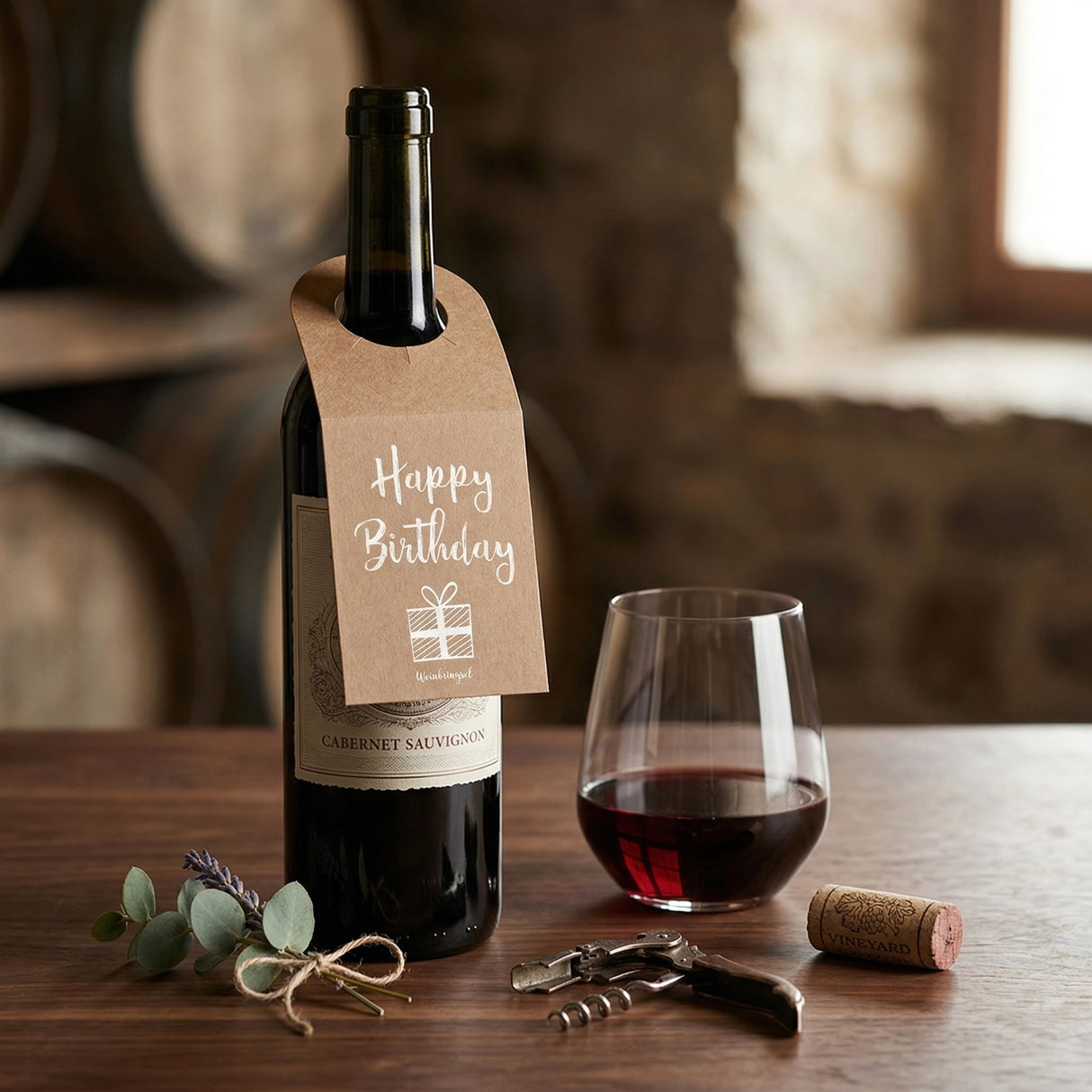 Happy Birthday Weinflaschenanhänger, für einen Weinflasche zum Geburtstag