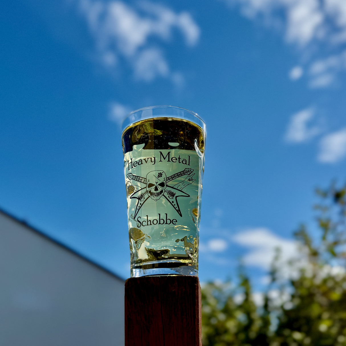 Heavy Metal Schobbe - Dubbeglas 0,5 Liter mit Pfälzer Rieslingschorle