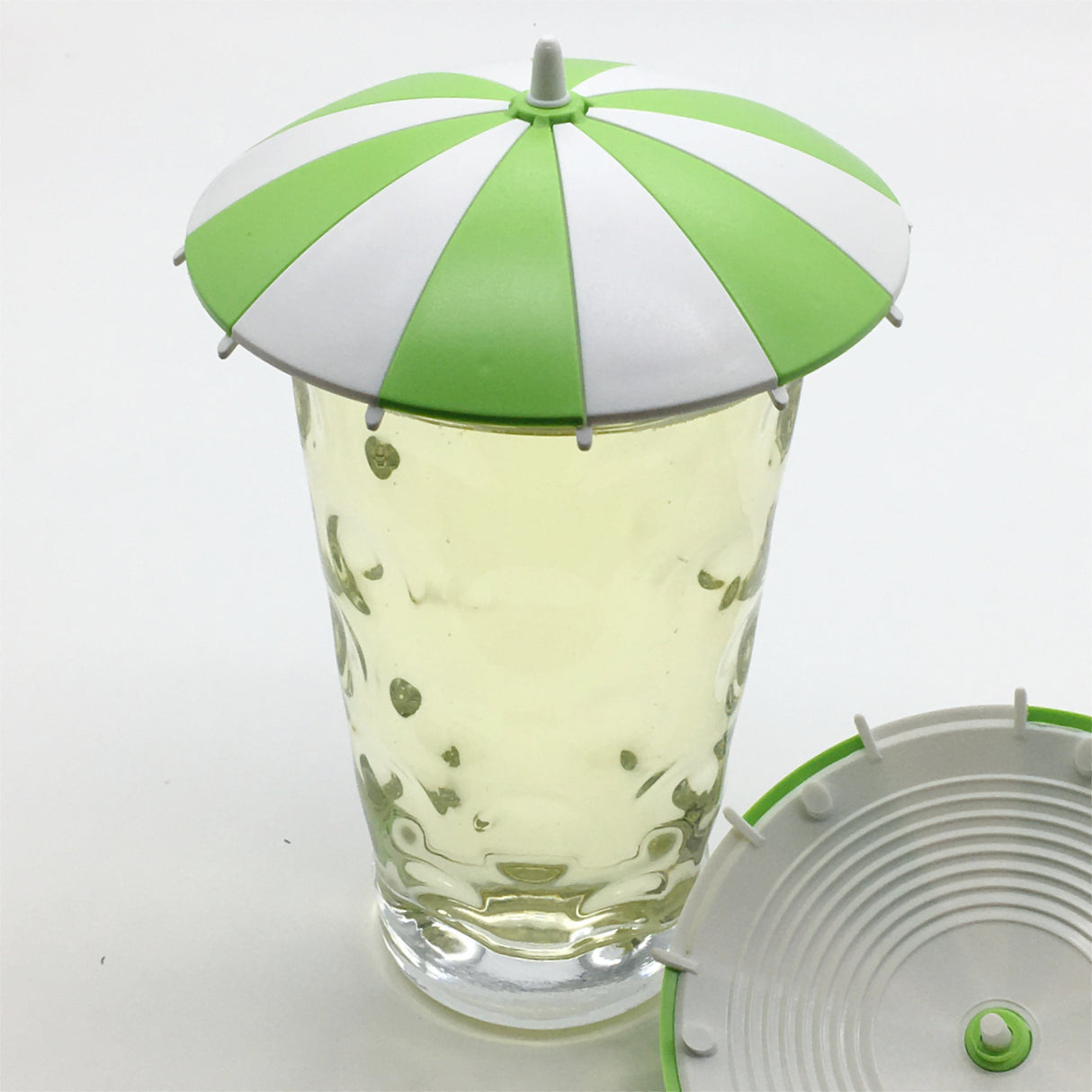 Dubbeglas Deckel Sonnenschirm in der Farbe Hellgrün/Weiß