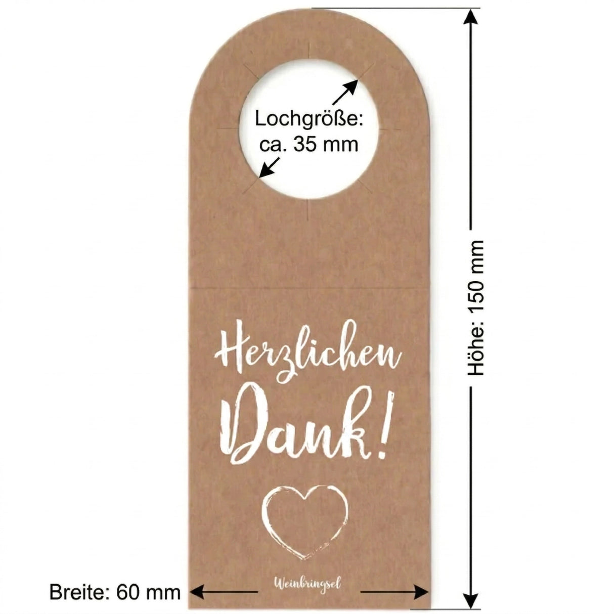 Herzlichen Dank! Flaschenanhänger - Größenangabe