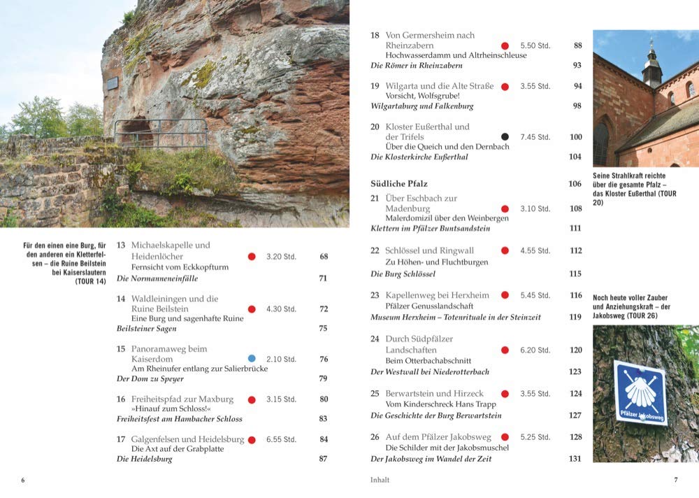 Historische Pfade - Pfalz Wanderführer, Inhaltsverzeichnis