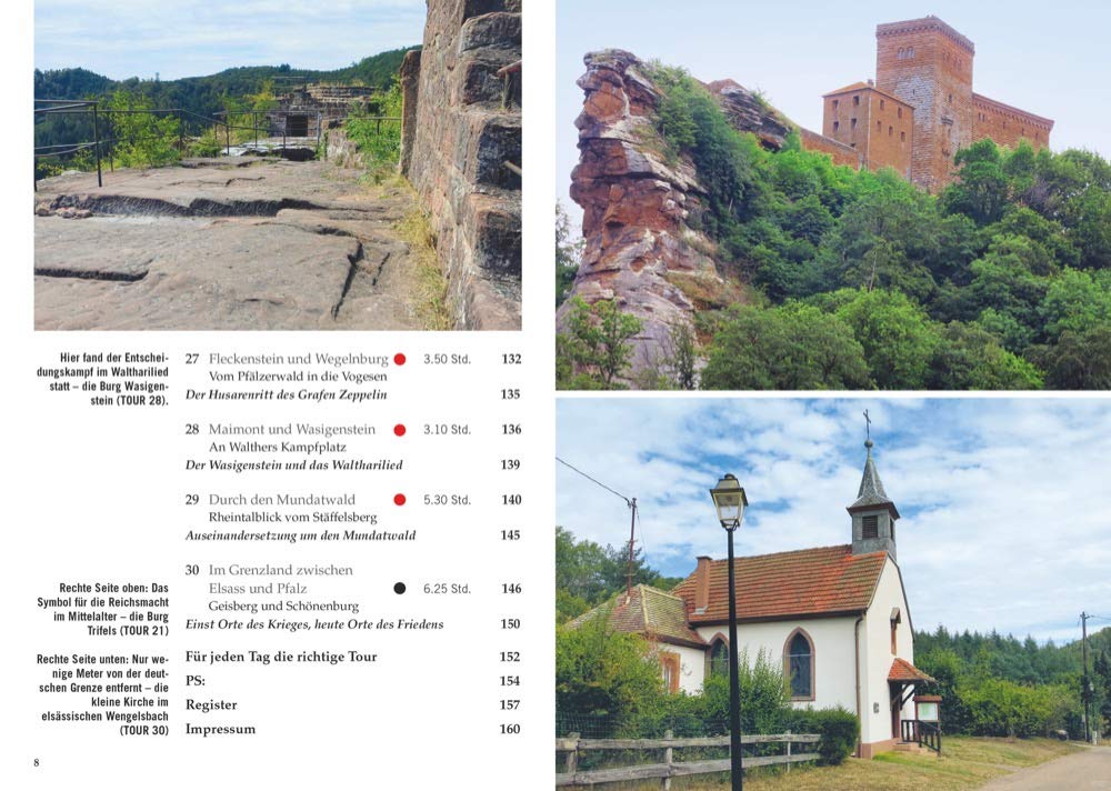 Historische Pfade - Pfalz Wanderführer, Inhaltsverzeichnis