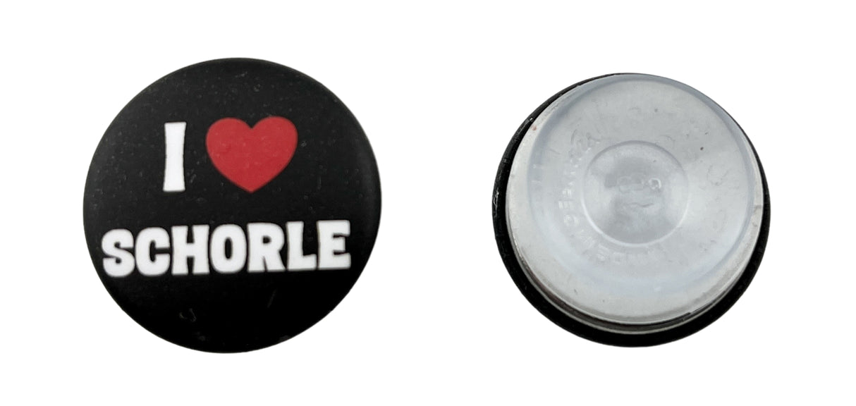 I love Schorle Button - mit Saugnapf Ø 25 mm (schwarz), Dubbeglas & Pfalz Shop