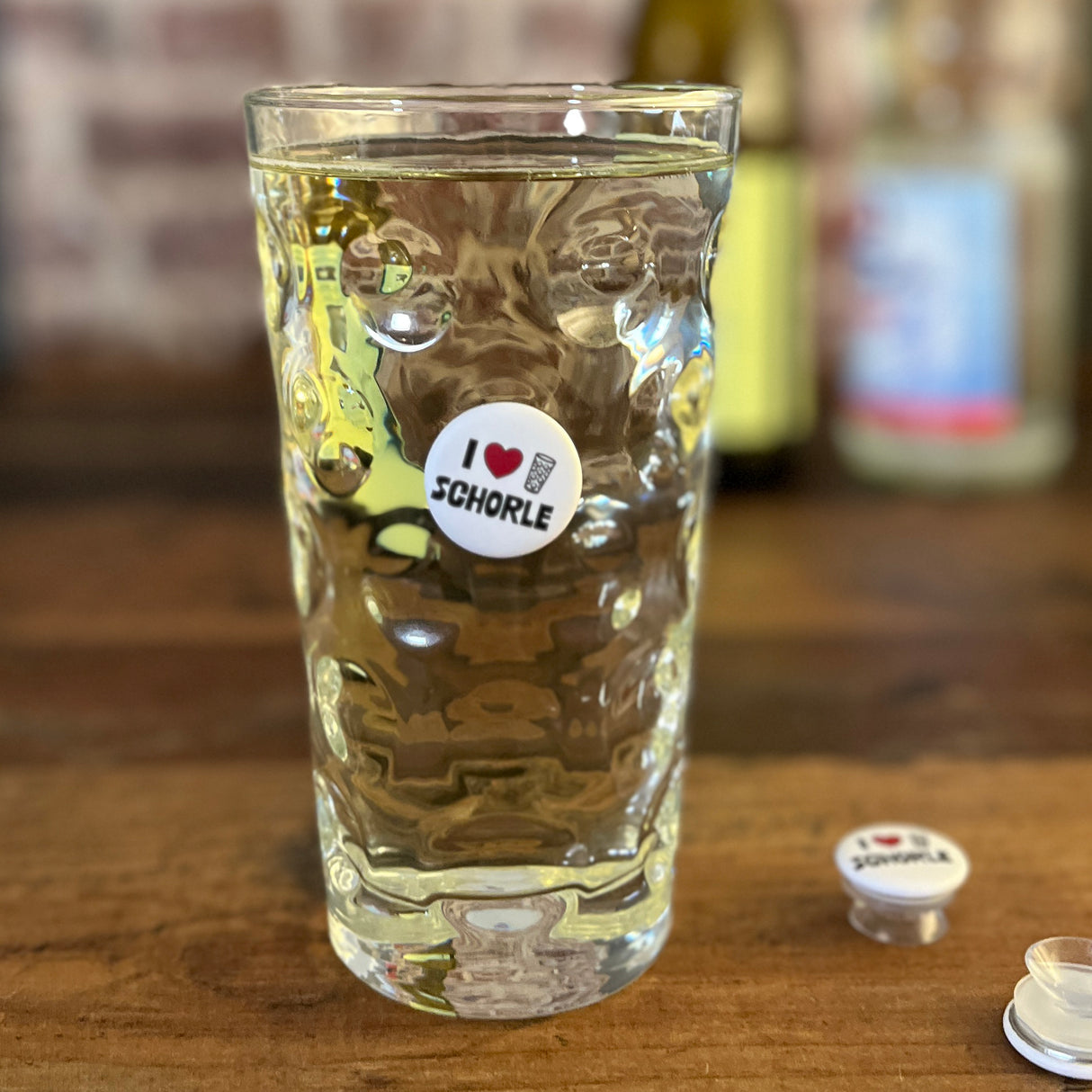 I love Dubbeglas Schorle Button - mit Saugnapf Ø 25 mm, Dubbeglas & Pfalz Shop
