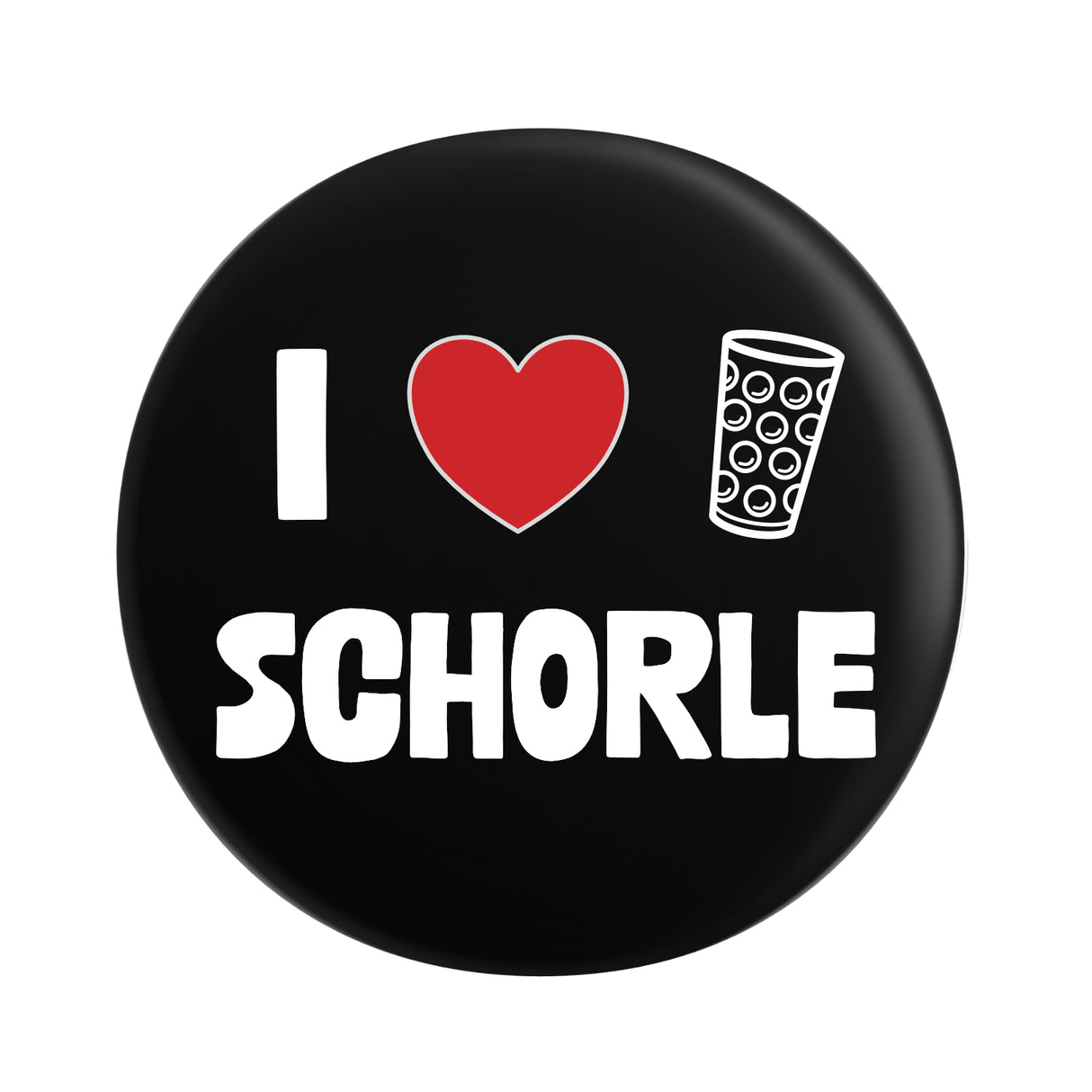I love Dubbeglas Schorle Button Ø 25 mm, Schwarz