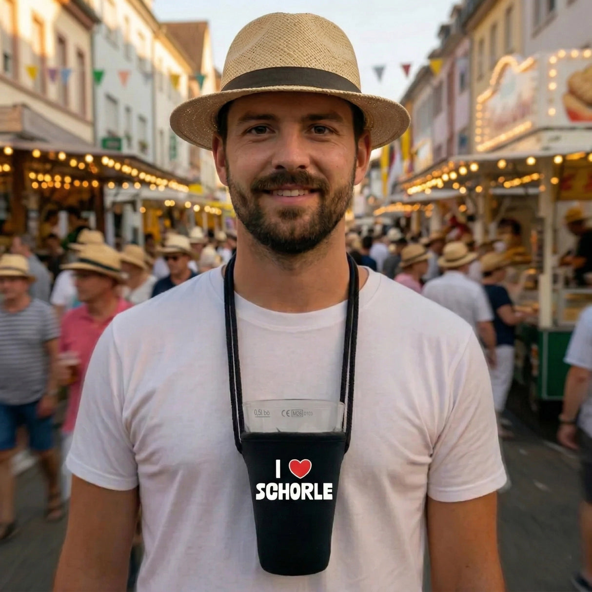 I love Schorle Dubbeglashalter. Ideal für den Besuch auf dem Strohhutfest in Frankenthal