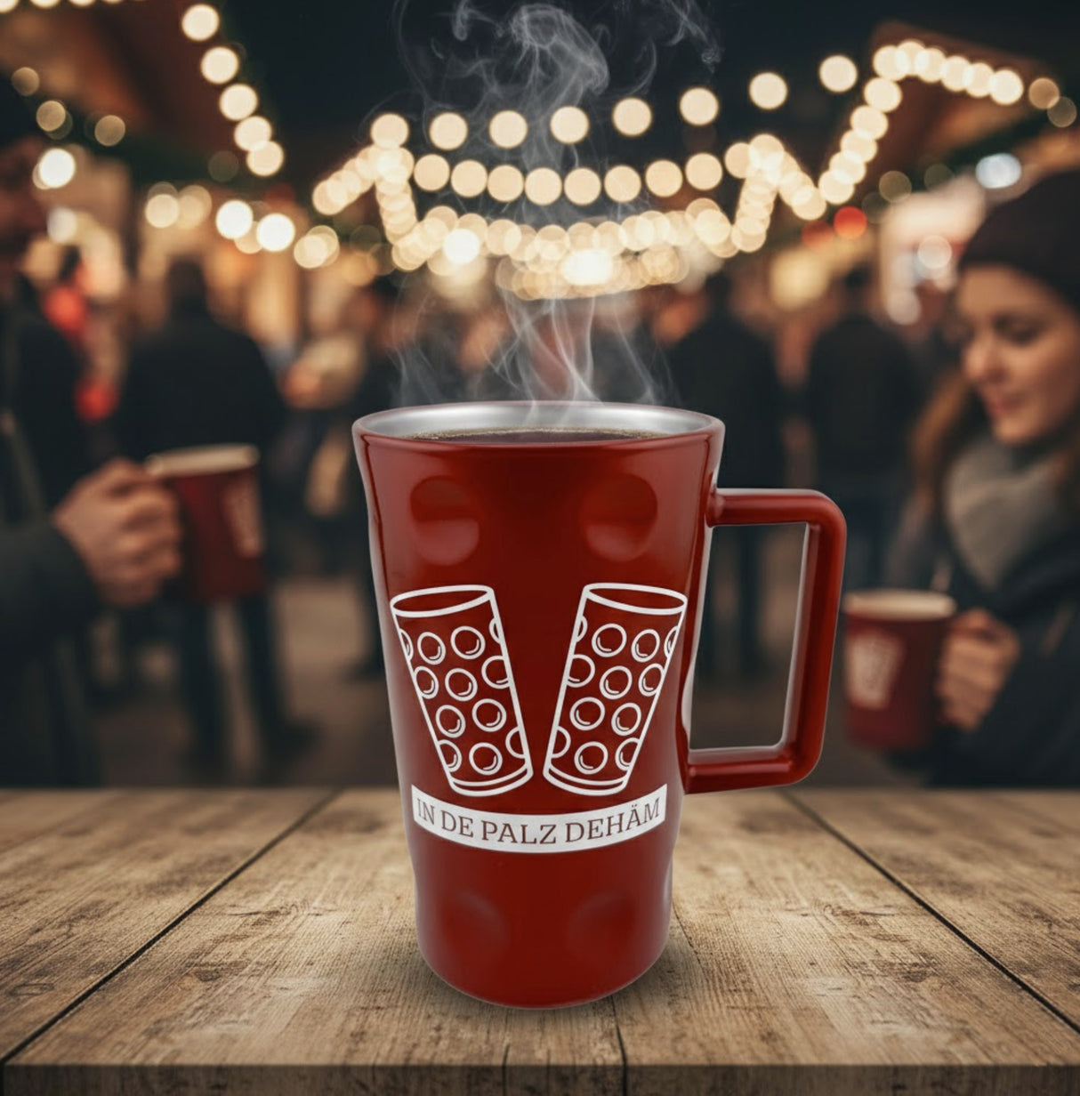 In de Palz dehäm - Dubbeglas Tässel (Dubbetässel), Rot - für Glühwein