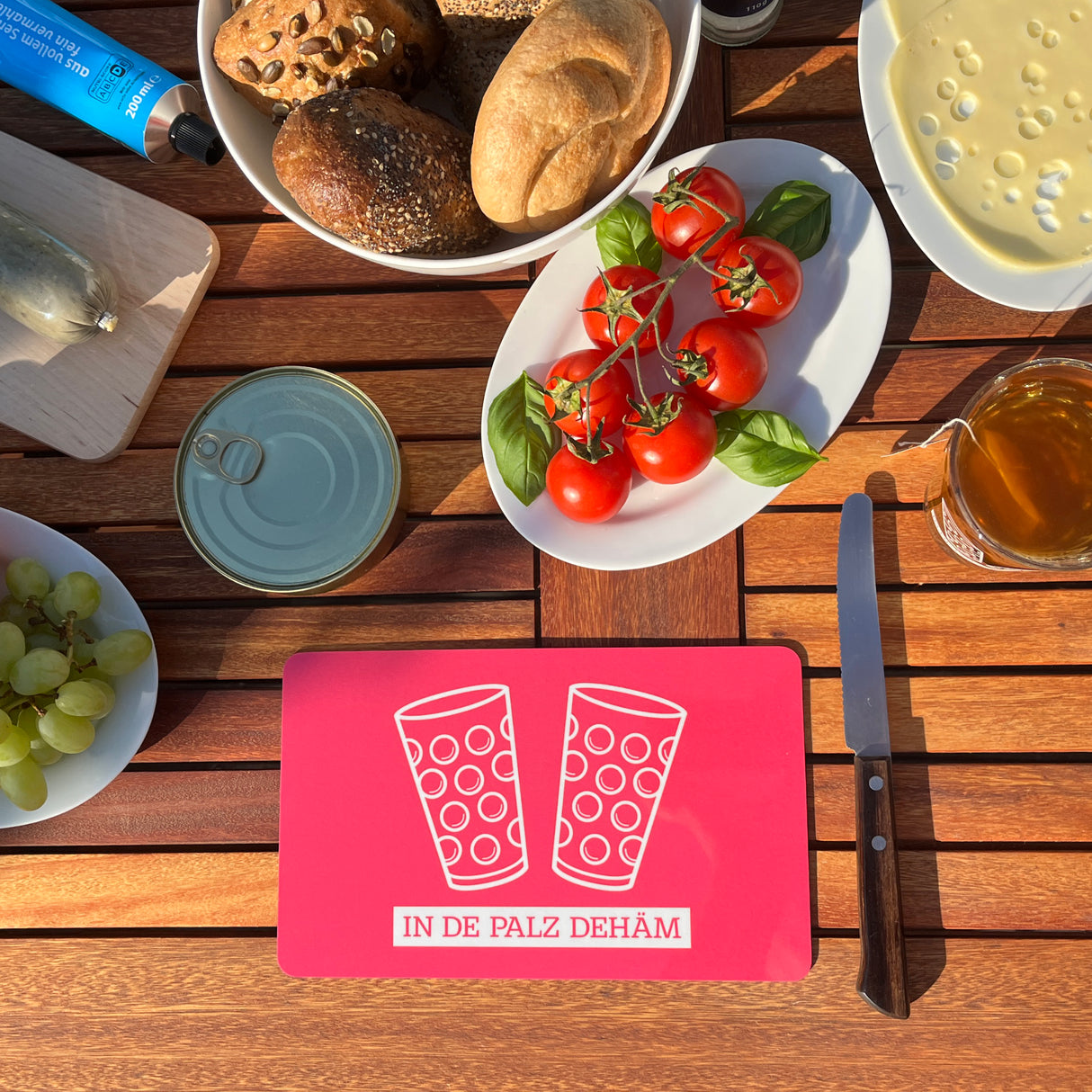 In de Palz dehäm Frühstücksbrettchen - Pink, Pfalz Vesperbrett