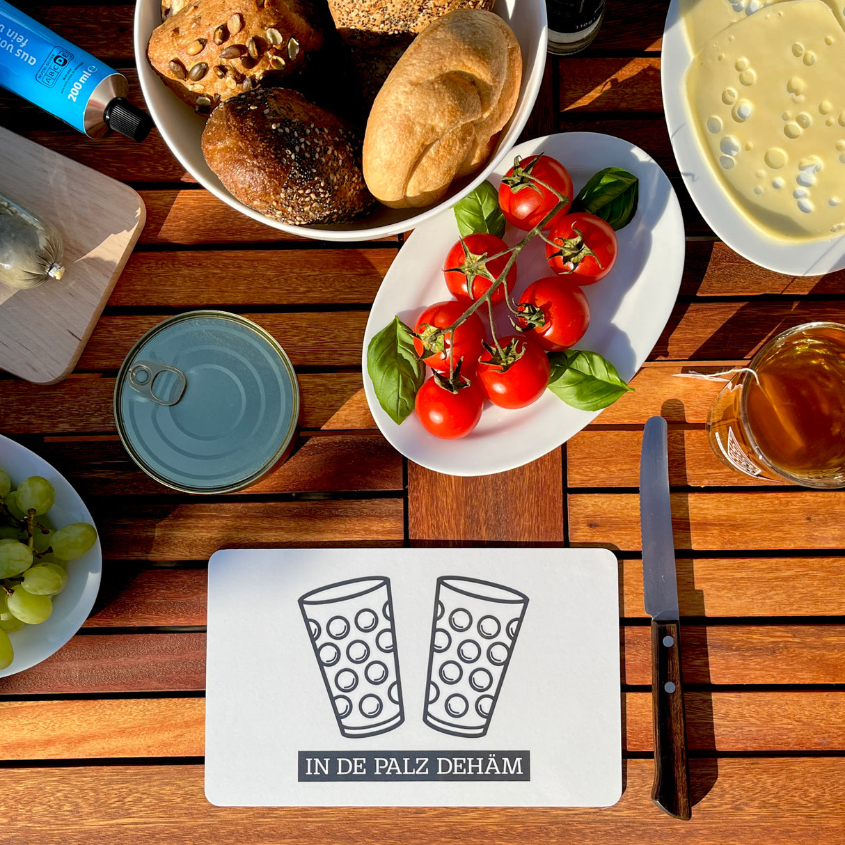 In de Palz dehäm Frühstücksbrettchen - Weiß, Pfalz Vesperbrett