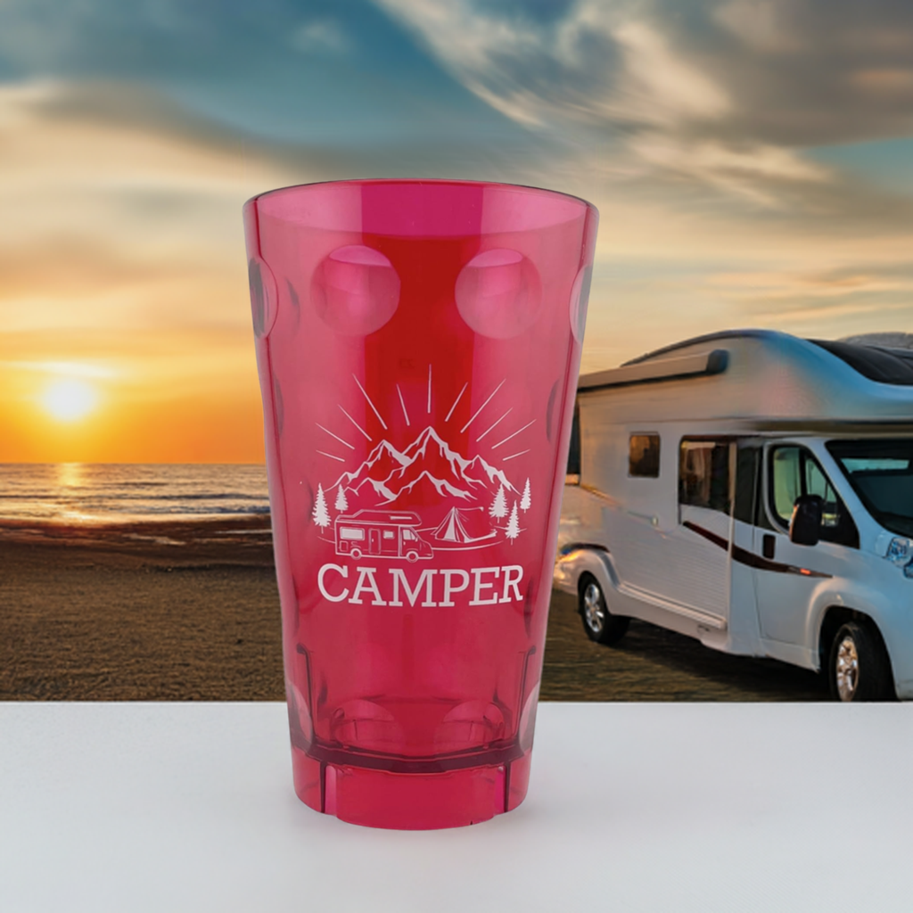 Camper Dubbebecher - Pink, am Meer