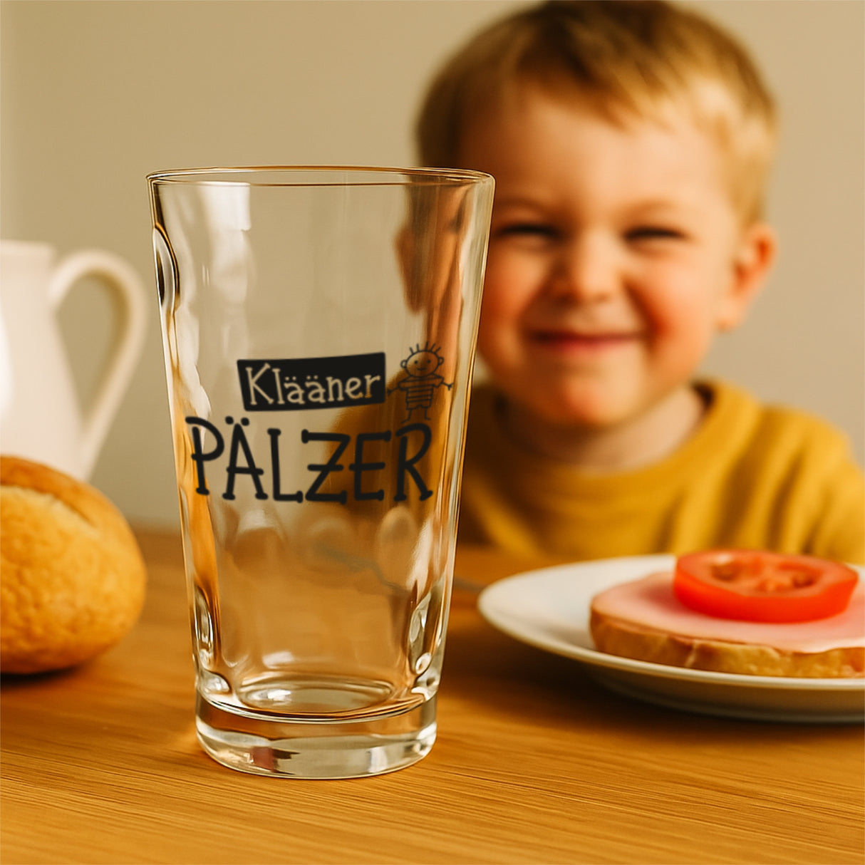 Klääner Pälzer Dubbeglas 0,25 L , mit einem kleine Pfälzer Jungen