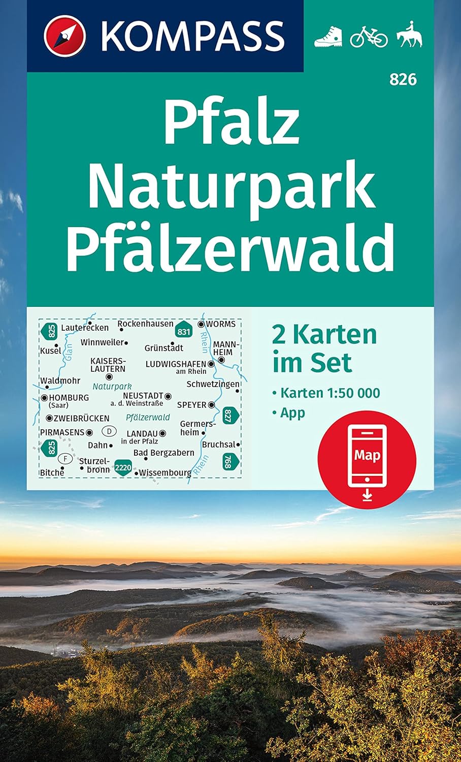 Pfalz und Pfälzerwald Wanderkarte 1:50.000 (Kompass)