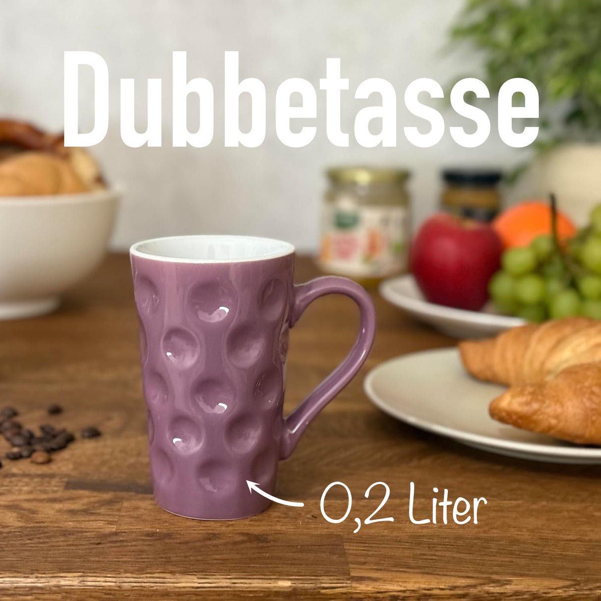 Lila Dubbetasse, 0,2 Liter