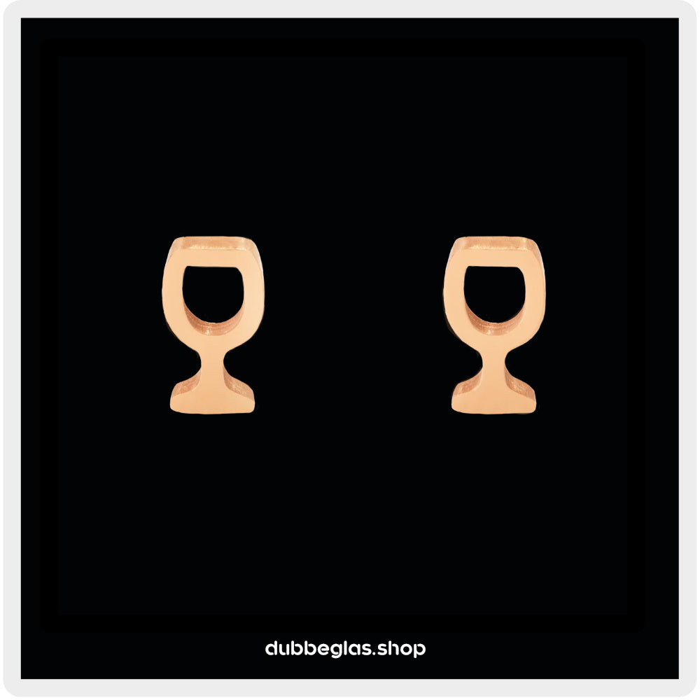 Mini Weinglas Ohrstecker - Roségold