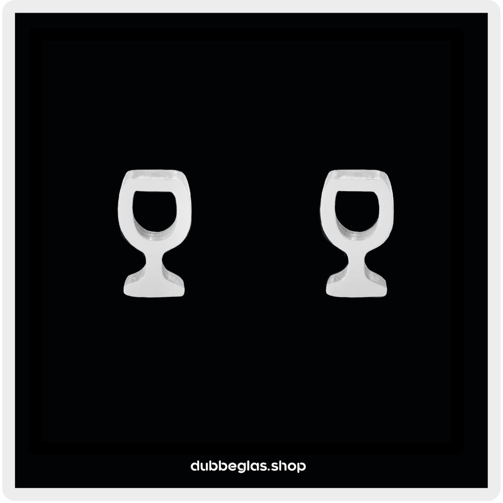 Mini Weinglas Ohrstecker - Silber