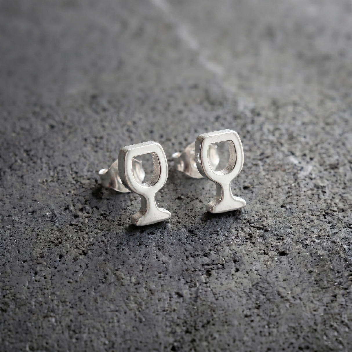 Mini Weinglas Ohrstecker - Silber