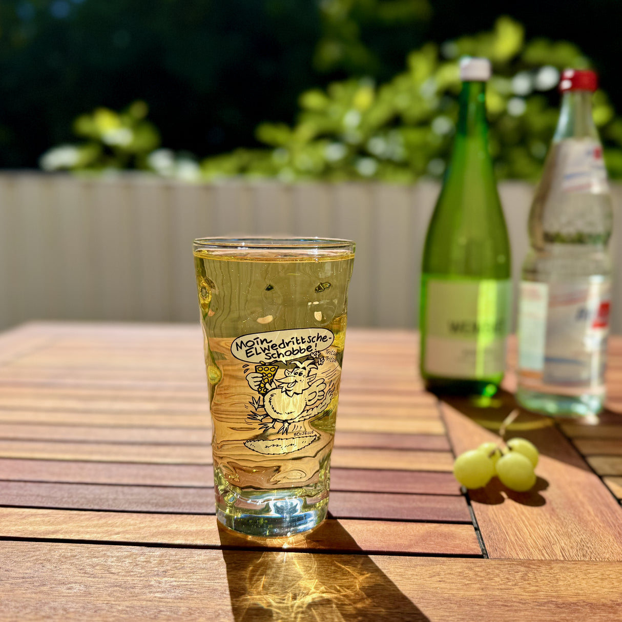 Moin Elwedrittsche-Schobbe Dubbeglas 0,5 Liter mit Pfälzer Schorle