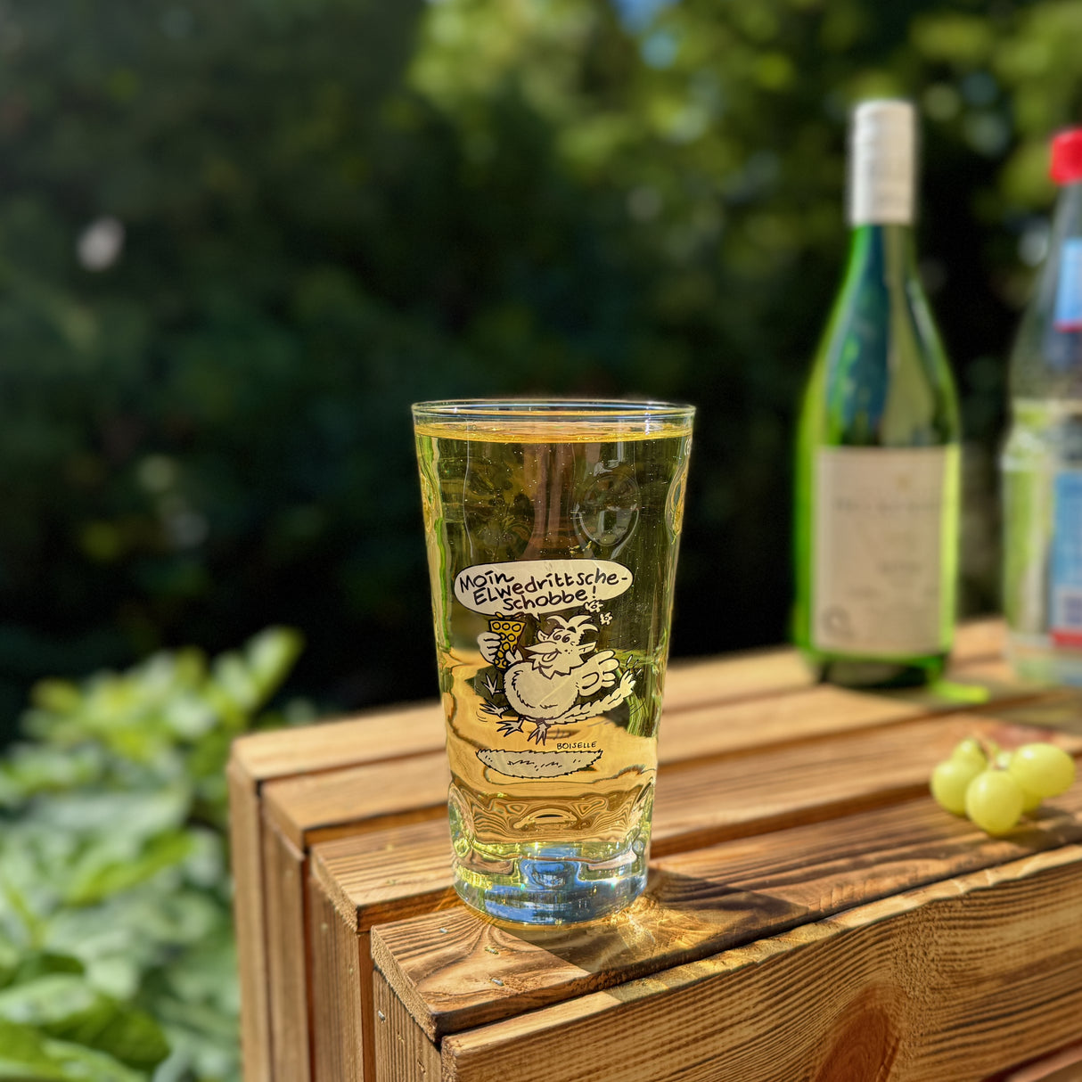 Moin Elwedrittsche-Schobbe Dubbeglas 0,5 Liter mit Pfälzer Rieslingschorle