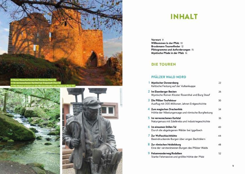 Mystische Pfade Pfalz - Wanderführer, Inhaltsverzeichnis