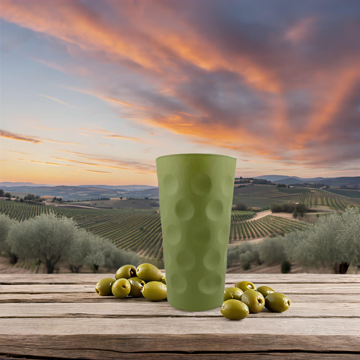 Olivgrün matt farbiges Dubbeglas 0,5 L