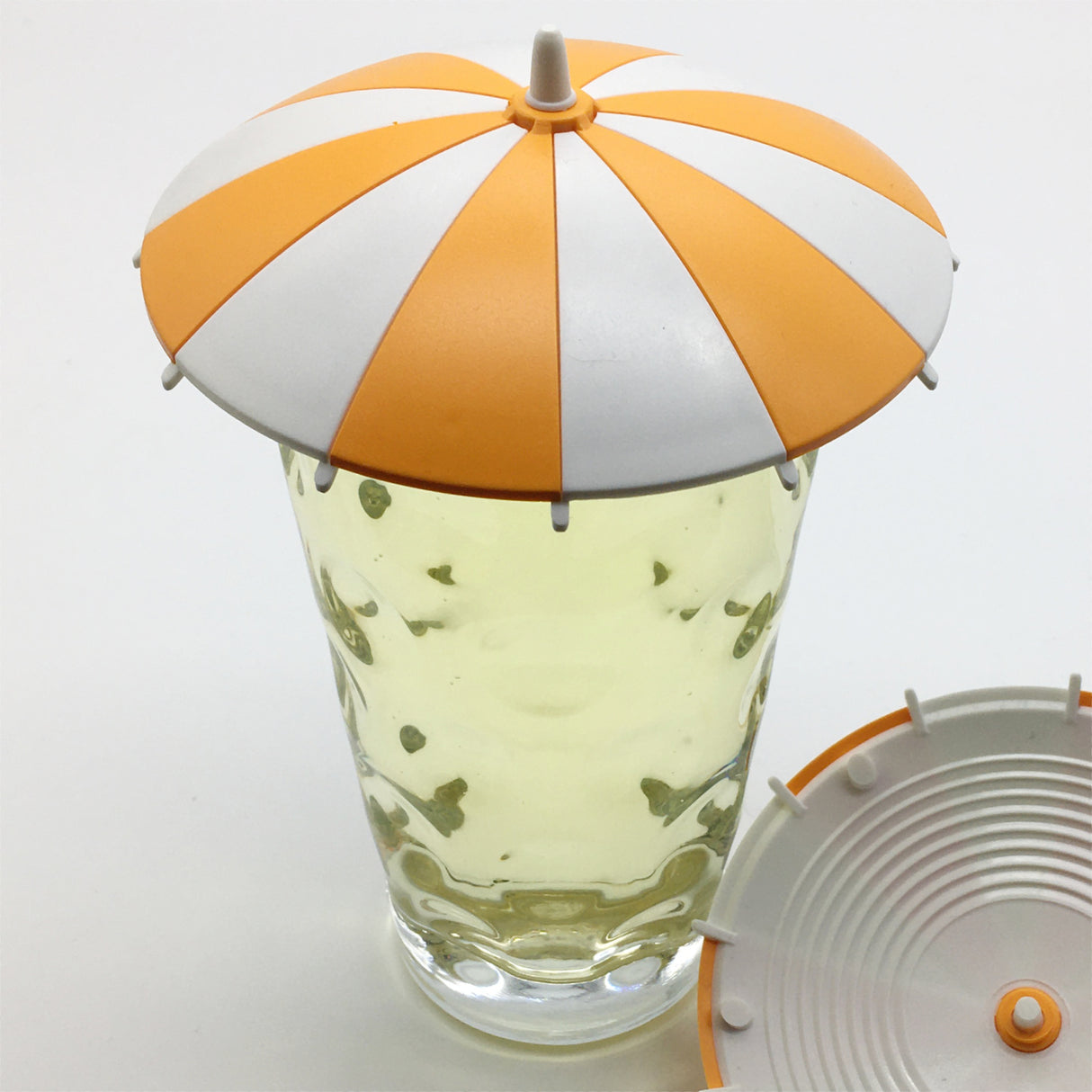 Dubbeglas Deckel Sonnenschirm in der Farbe Orange/Weiß