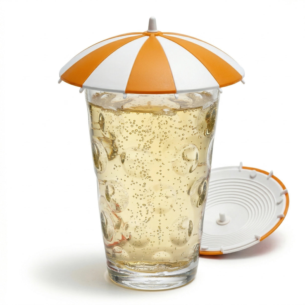 Schorleglas Deckel in Orange/Weiß macht Dein Getränk sofort sicherer