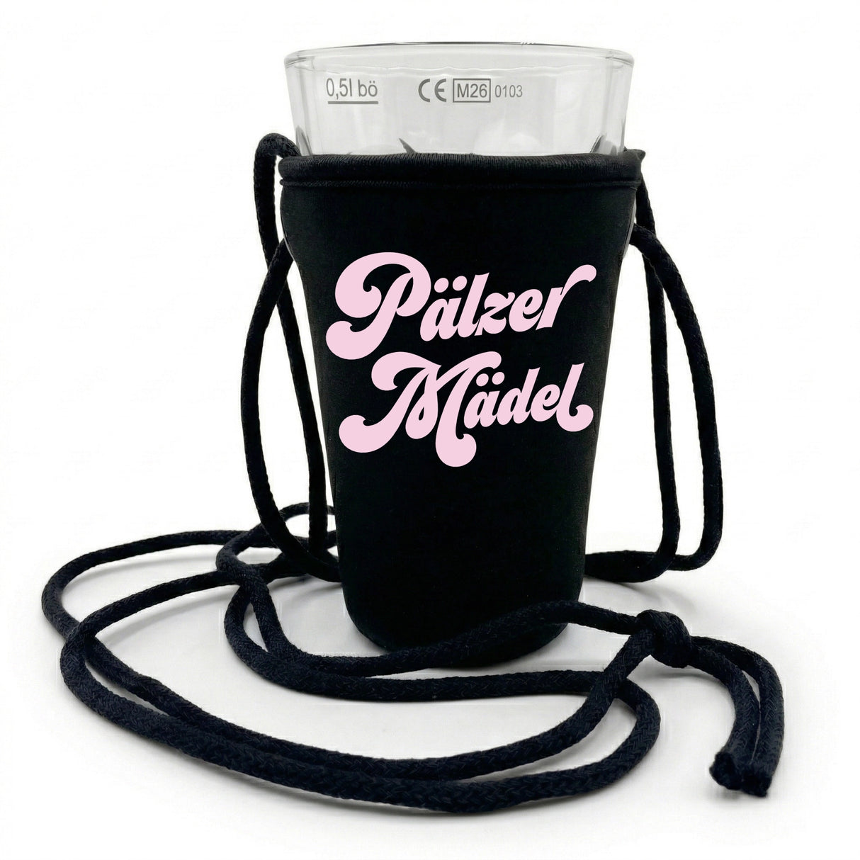 Pälzer Mädel Dubbeglashalter - schwarz & rosa