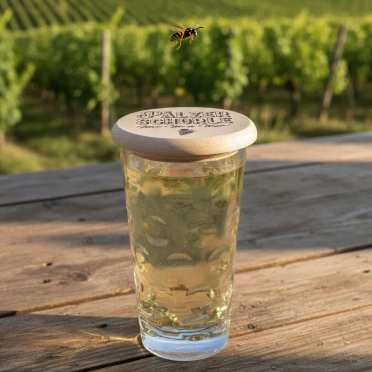 Pälzer Schorle - Dubbedeckel - schutz vor Wespen