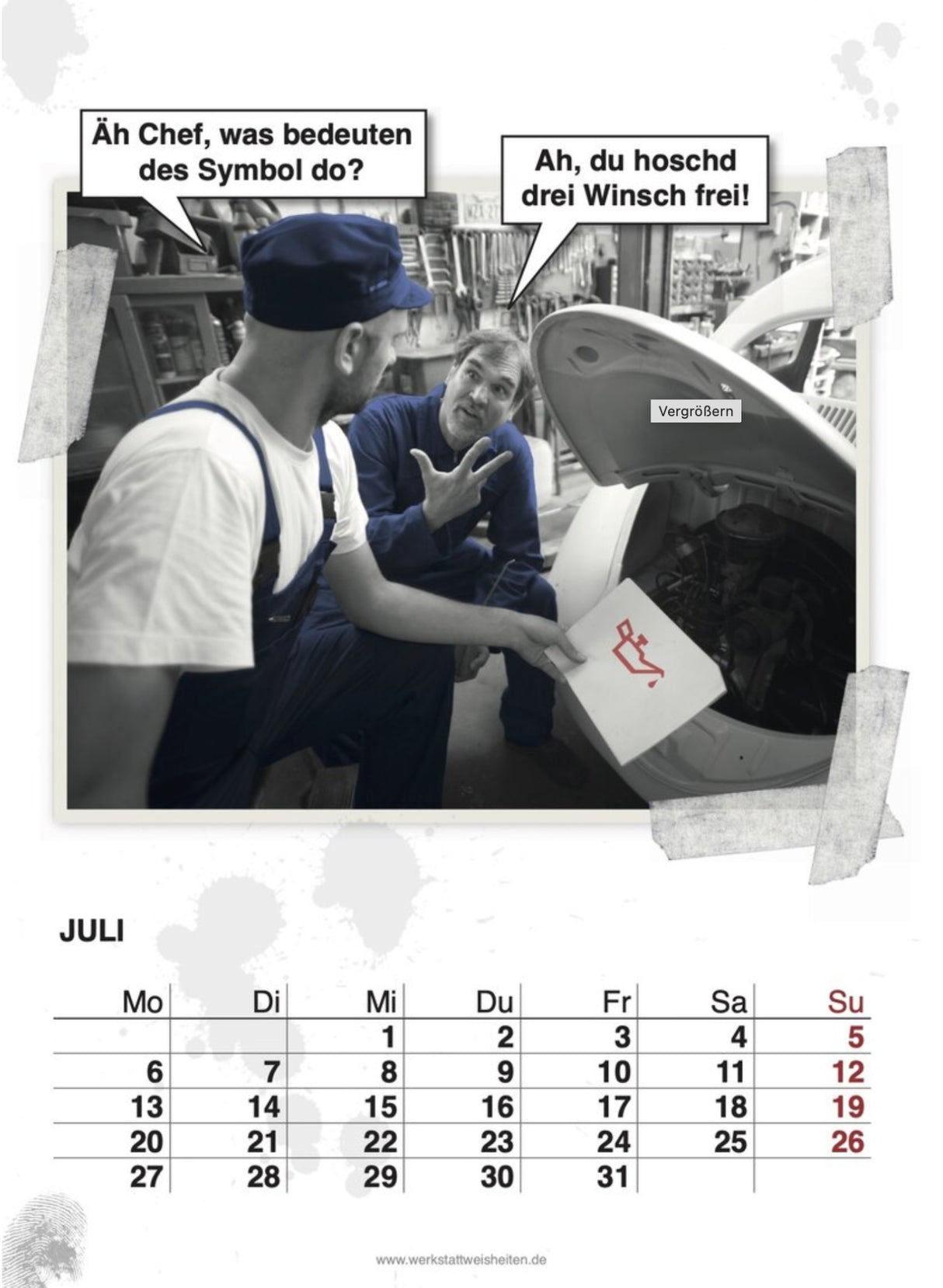 Pälzer Werkstatt-Kalänner 2026, Kalenderblatt, (Pfälzisch Shop)