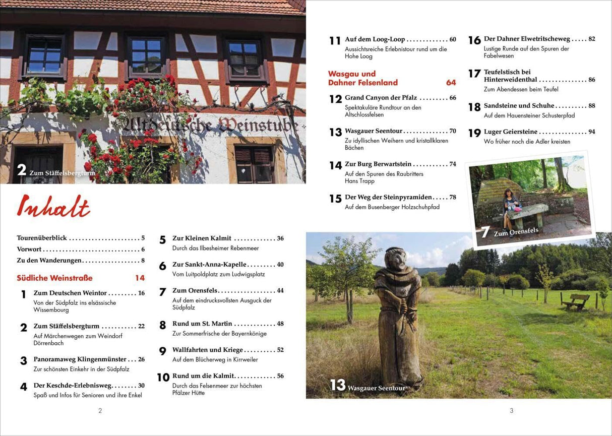 Panoramawege für Senioren Pfälzerwald Wanderführer, Inhaltsverzeichnis