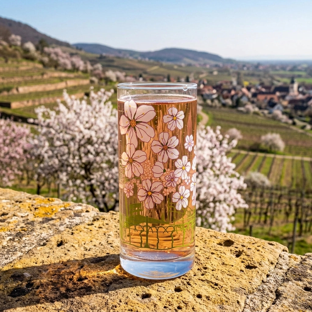 Pfälzer Mandelblüte Schoppenglas 0,5 L - auf dem Mandelblütenfest in Gimmeldingen, Rosewein
