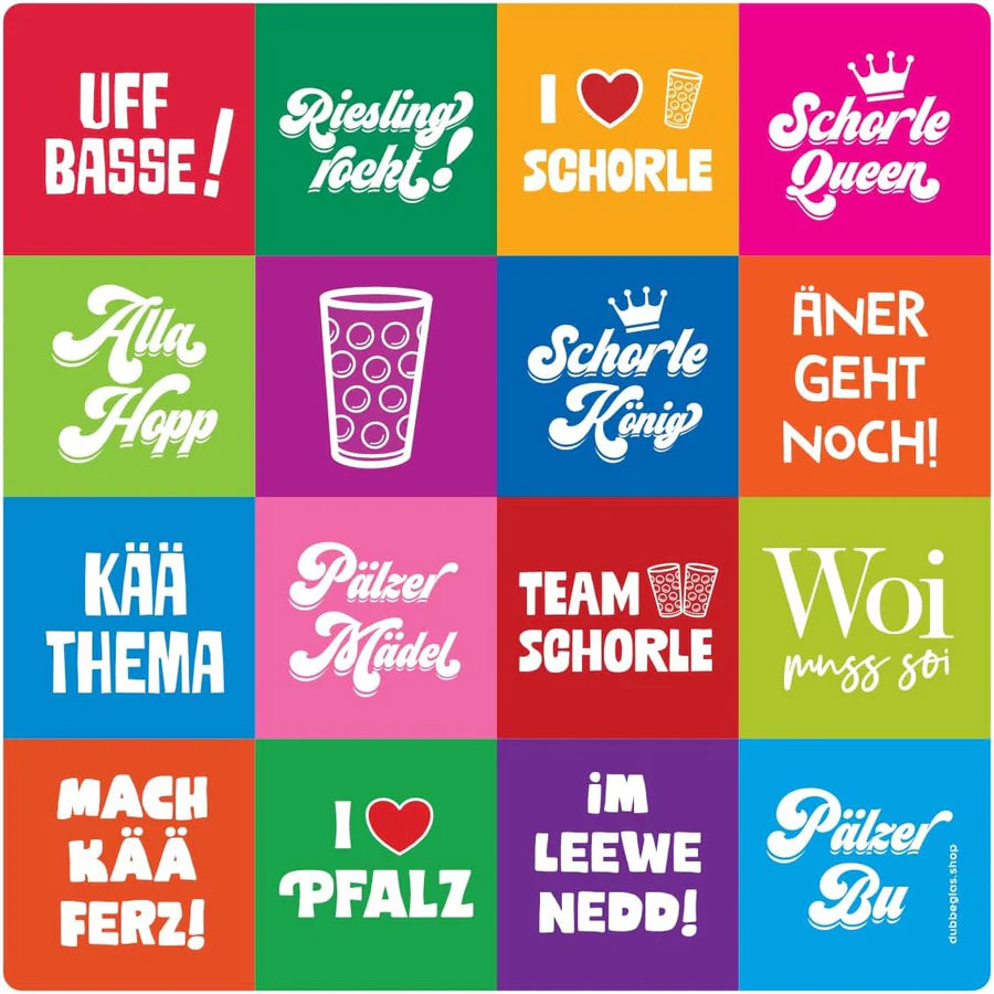 6 x Dubbegläser 0,5 L + Pfälzer Sprüche Untersetzer