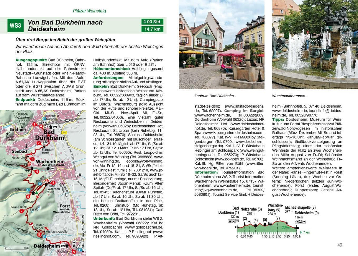 Pfälzer Weitwanderwege Wanderführer, Von Bad Dürkheim nach Deidesheim