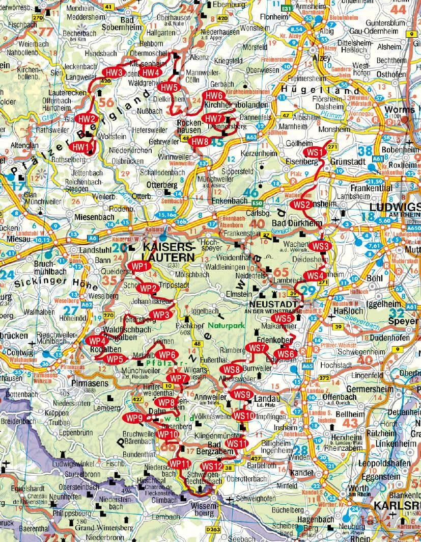 Pfälzer Weitwanderwege Wanderführer, Karte