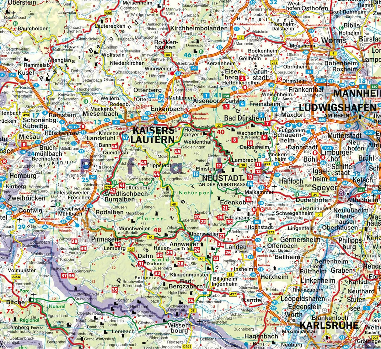 Wandern & Einkehren im Pfälzerwald und Deutsche Weinstraße, Karte