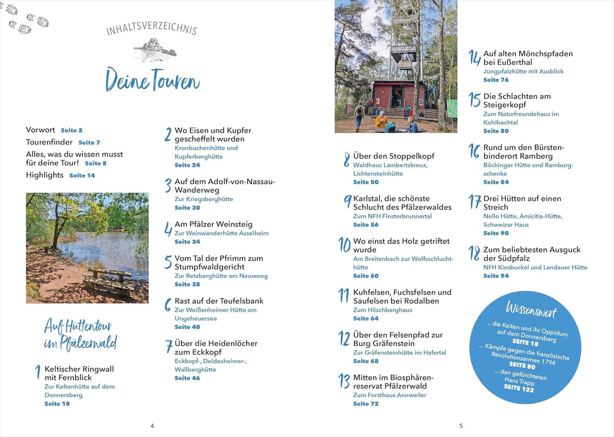 Hütten-Geheimtipps Pfälzerwald - Wanderführer, Inhaltsverzeichnis