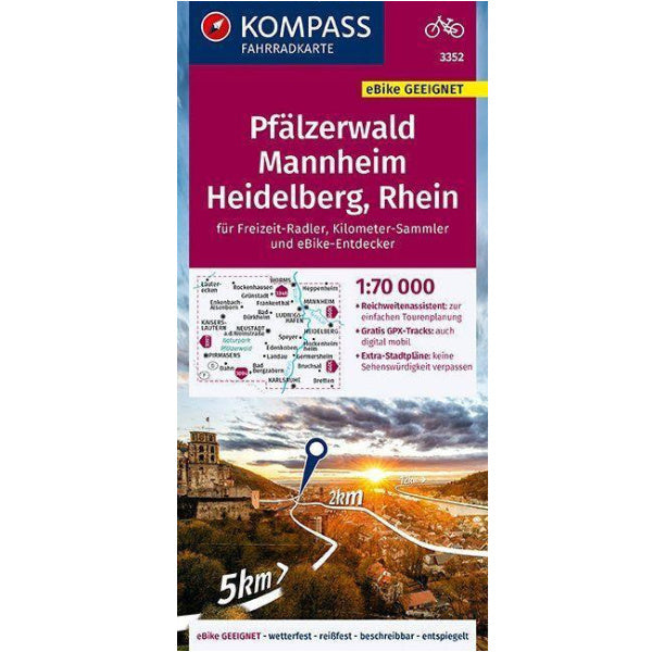 Pfälzerwald, Mannheim, Heidelberg KOMPASS Radkarte