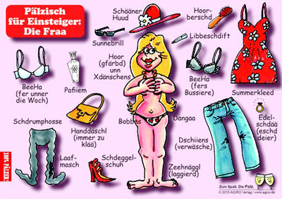 Pfälzisch für Einsteiger: Die Frau - Postkarte, Pfälzisch Shop