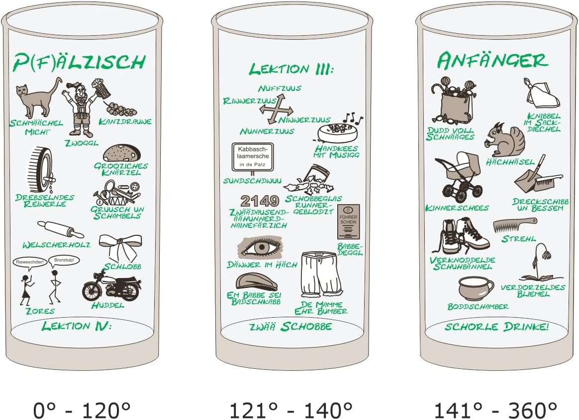 Pfälzisch für Anfänger III - IV Schoppenglas 0,5 L - von allen Seiten